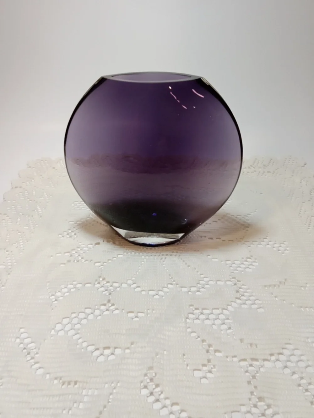 Handblown Purple Round Glass Accent Vase - Elegant Home Accent